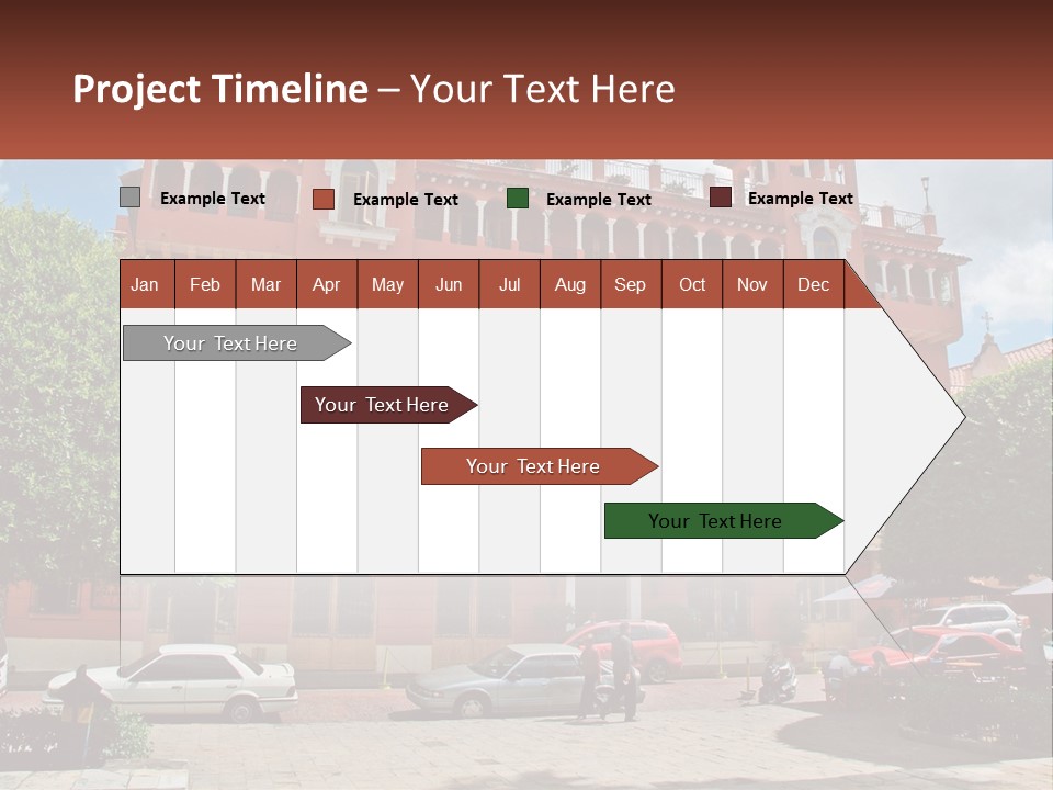 A Large Building With Cars Parked In Front Of It PowerPoint Template