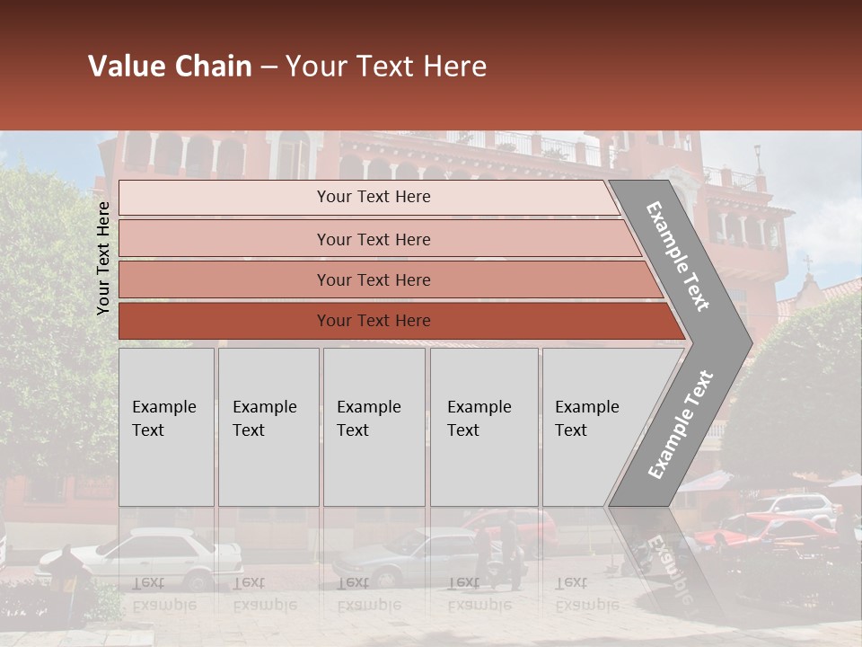 A Large Building With Cars Parked In Front Of It PowerPoint Template