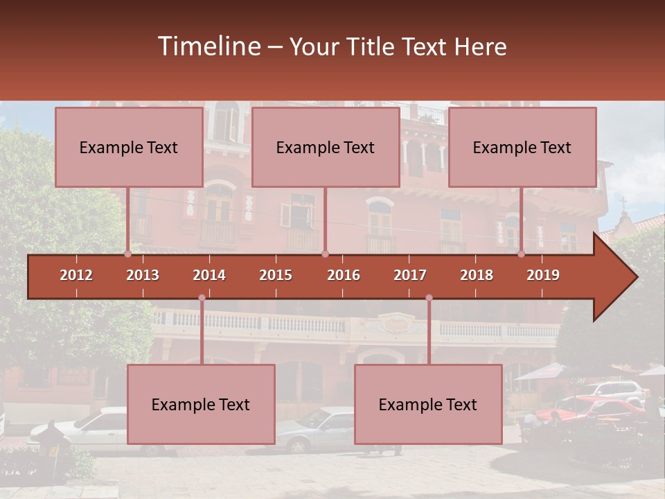 A Large Building With Cars Parked In Front Of It PowerPoint Template