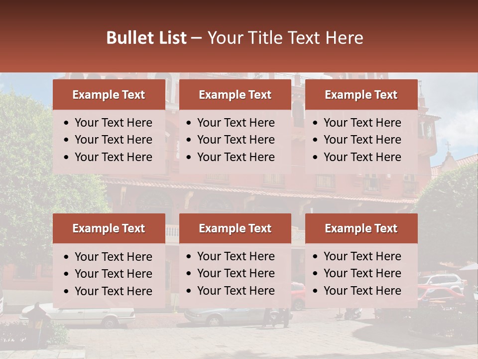 A Large Building With Cars Parked In Front Of It PowerPoint Template