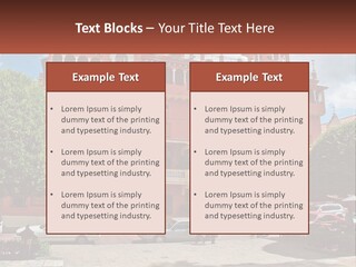 A Large Building With Cars Parked In Front Of It PowerPoint Template