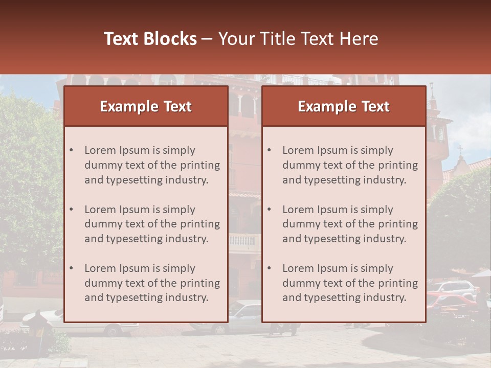 A Large Building With Cars Parked In Front Of It PowerPoint Template