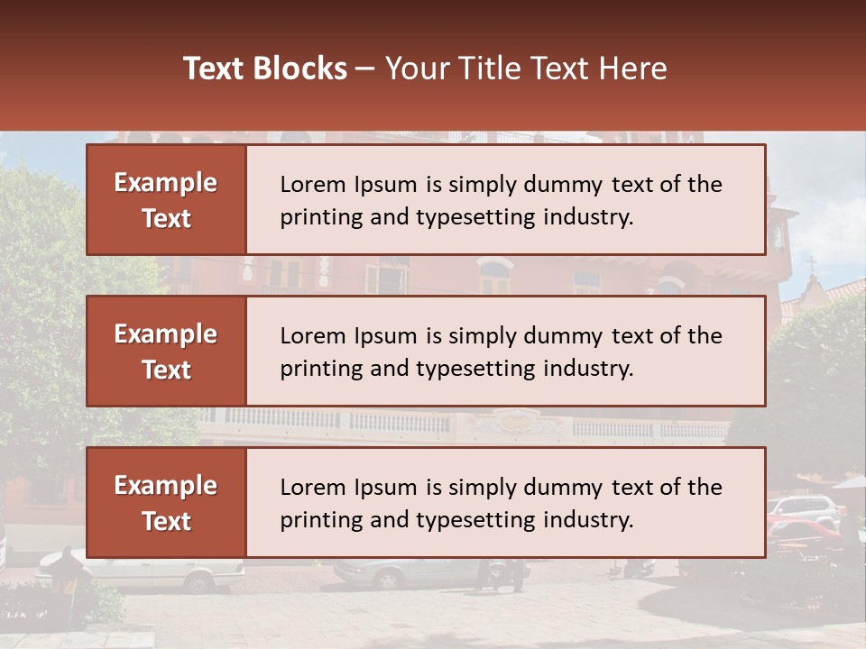 A Large Building With Cars Parked In Front Of It PowerPoint Template