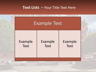 A Large Building With Cars Parked In Front Of It PowerPoint Template