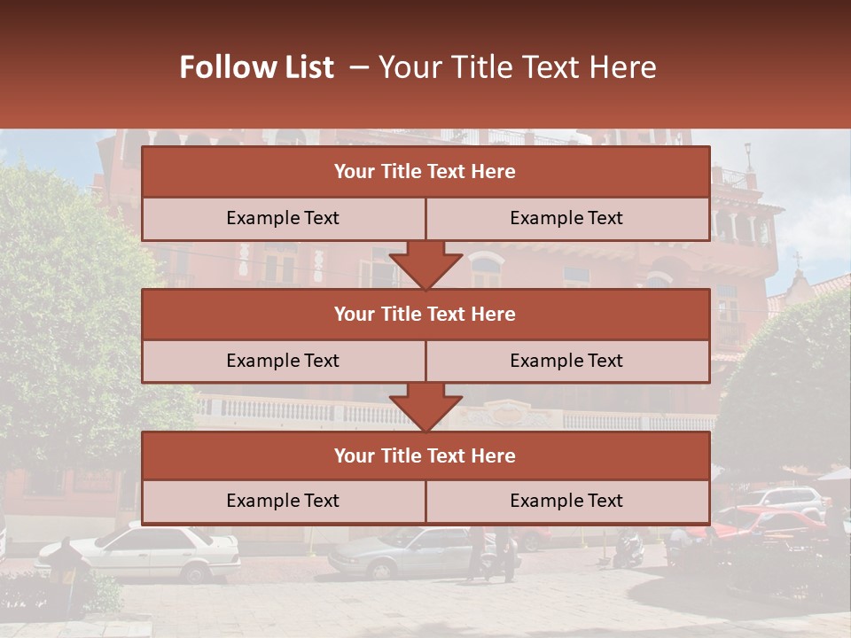 A Large Building With Cars Parked In Front Of It PowerPoint Template