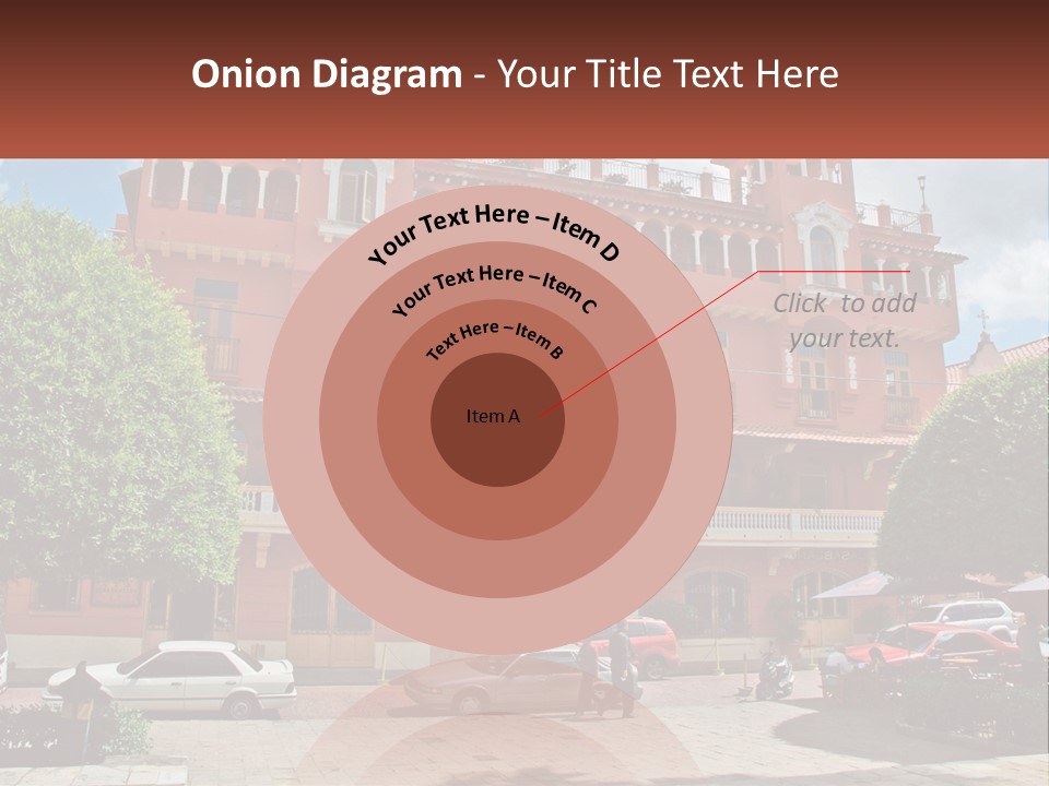 A Large Building With Cars Parked In Front Of It PowerPoint Template