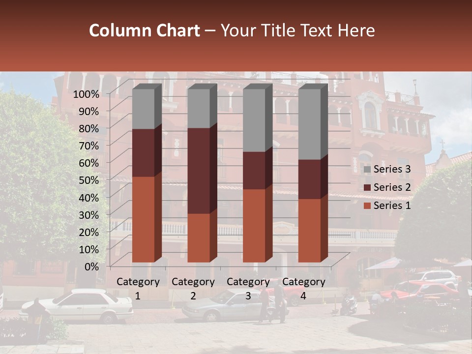 A Large Building With Cars Parked In Front Of It PowerPoint Template