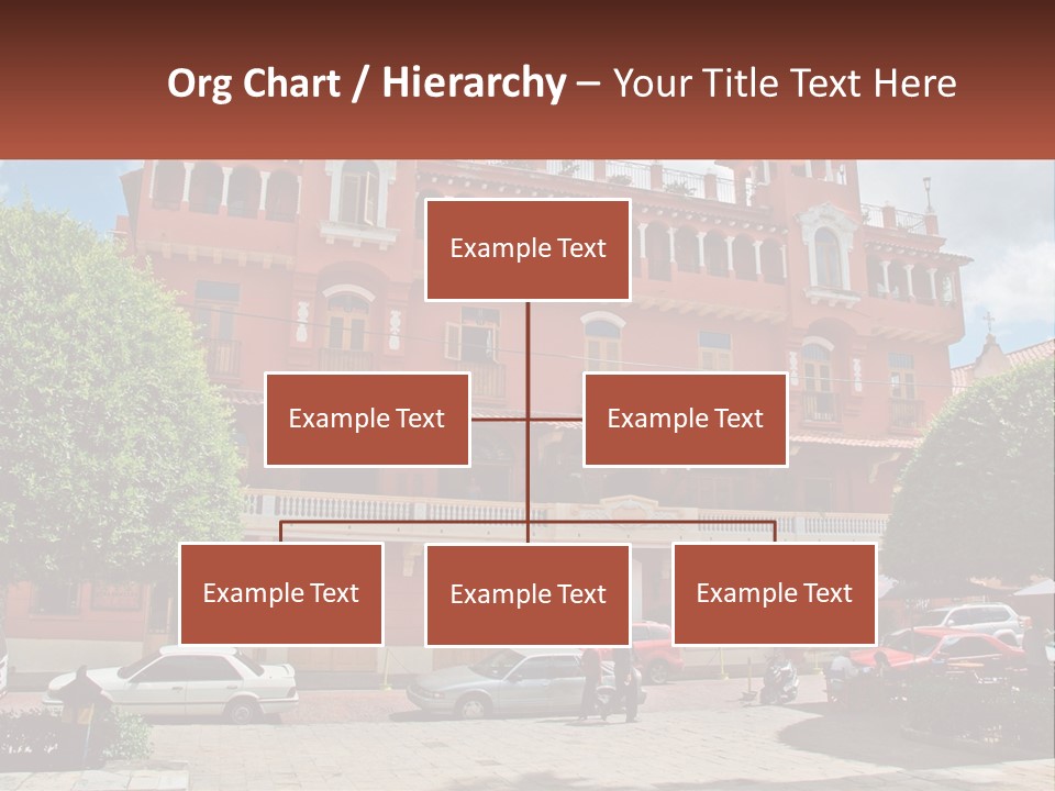 A Large Building With Cars Parked In Front Of It PowerPoint Template