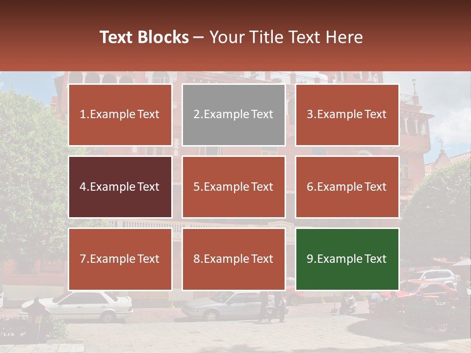 A Large Building With Cars Parked In Front Of It PowerPoint Template