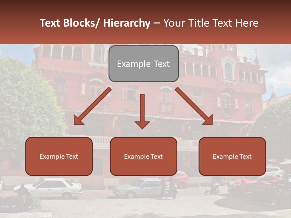 A Large Building With Cars Parked In Front Of It PowerPoint Template