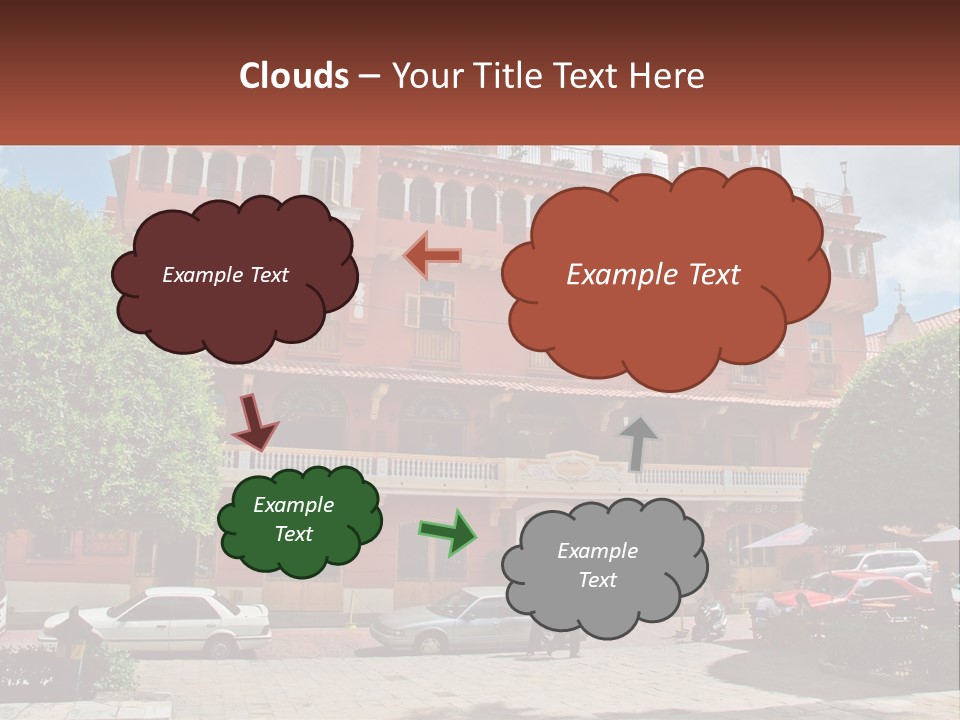 A Large Building With Cars Parked In Front Of It PowerPoint Template