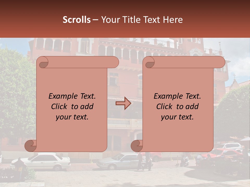 A Large Building With Cars Parked In Front Of It PowerPoint Template