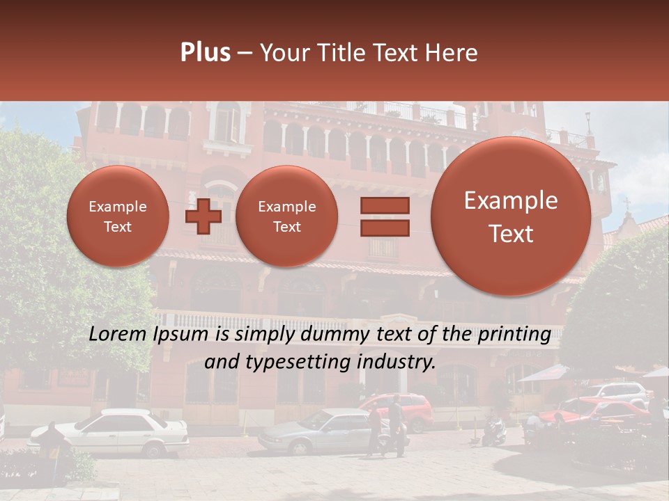A Large Building With Cars Parked In Front Of It PowerPoint Template