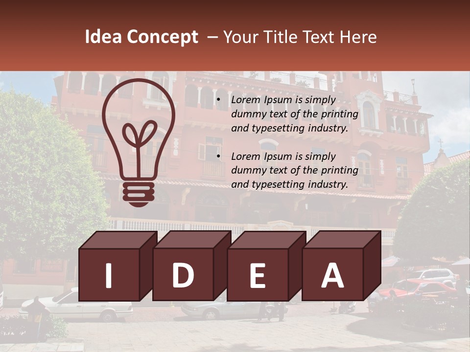 A Large Building With Cars Parked In Front Of It PowerPoint Template