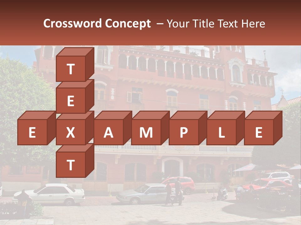 A Large Building With Cars Parked In Front Of It PowerPoint Template