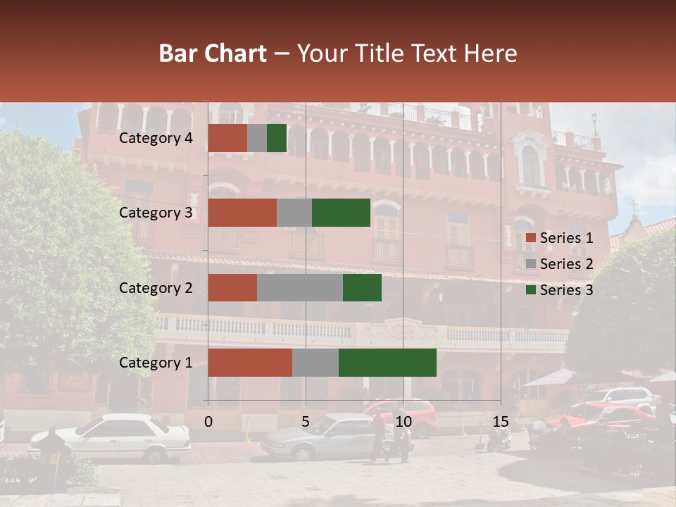 A Large Building With Cars Parked In Front Of It PowerPoint Template