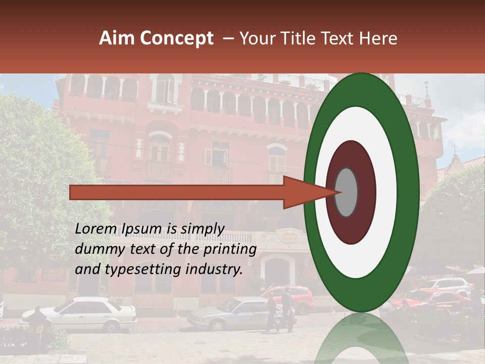 A Large Building With Cars Parked In Front Of It PowerPoint Template