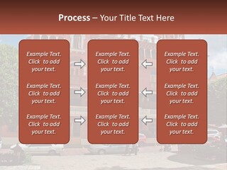 A Large Building With Cars Parked In Front Of It PowerPoint Template