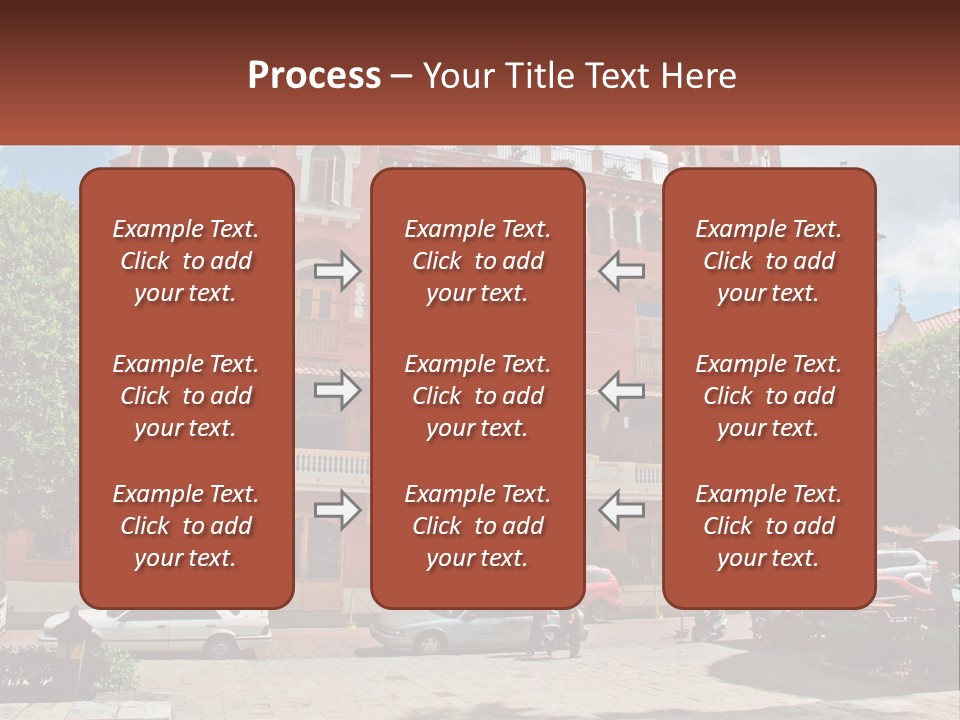A Large Building With Cars Parked In Front Of It PowerPoint Template
