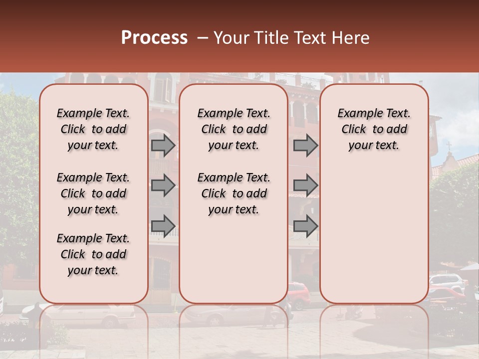 A Large Building With Cars Parked In Front Of It PowerPoint Template