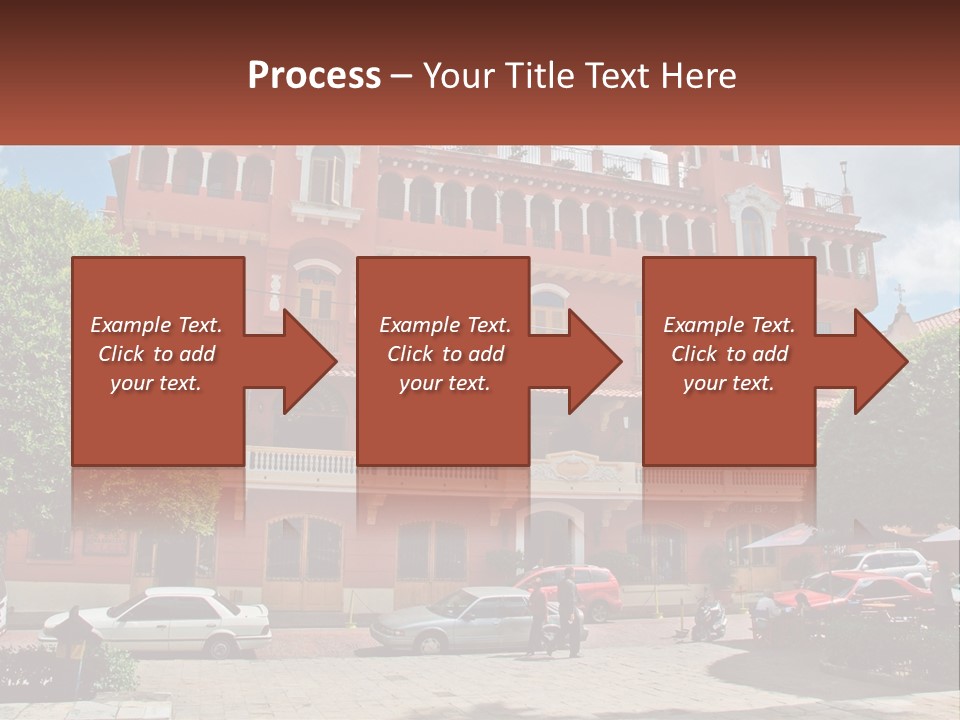 A Large Building With Cars Parked In Front Of It PowerPoint Template