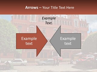 A Large Building With Cars Parked In Front Of It PowerPoint Template