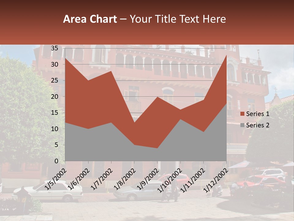 A Large Building With Cars Parked In Front Of It PowerPoint Template