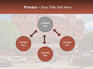 A Large Building With Cars Parked In Front Of It PowerPoint Template