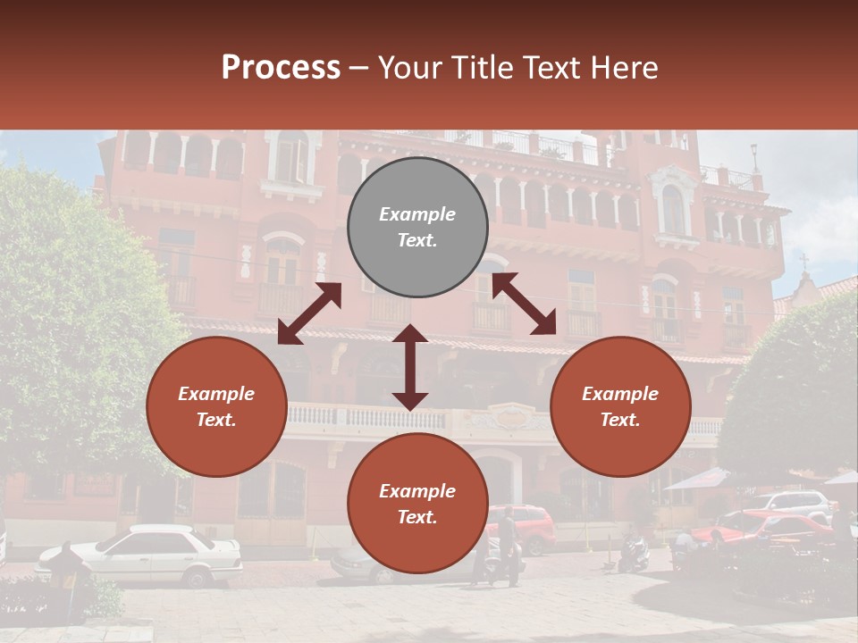 A Large Building With Cars Parked In Front Of It PowerPoint Template