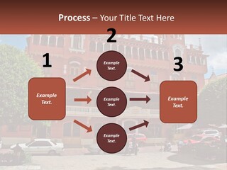 A Large Building With Cars Parked In Front Of It PowerPoint Template