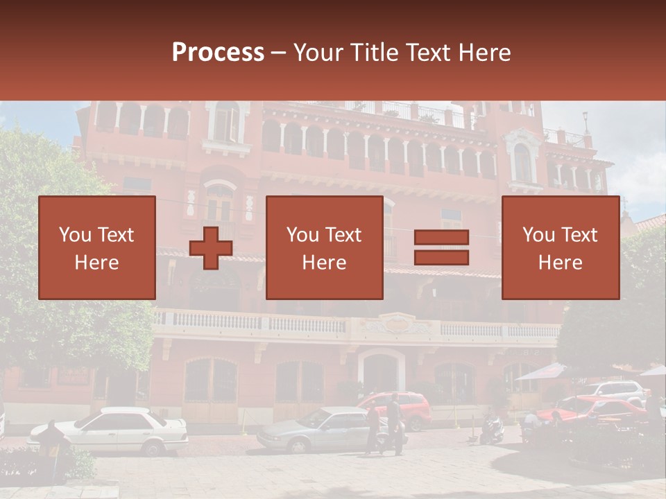 A Large Building With Cars Parked In Front Of It PowerPoint Template