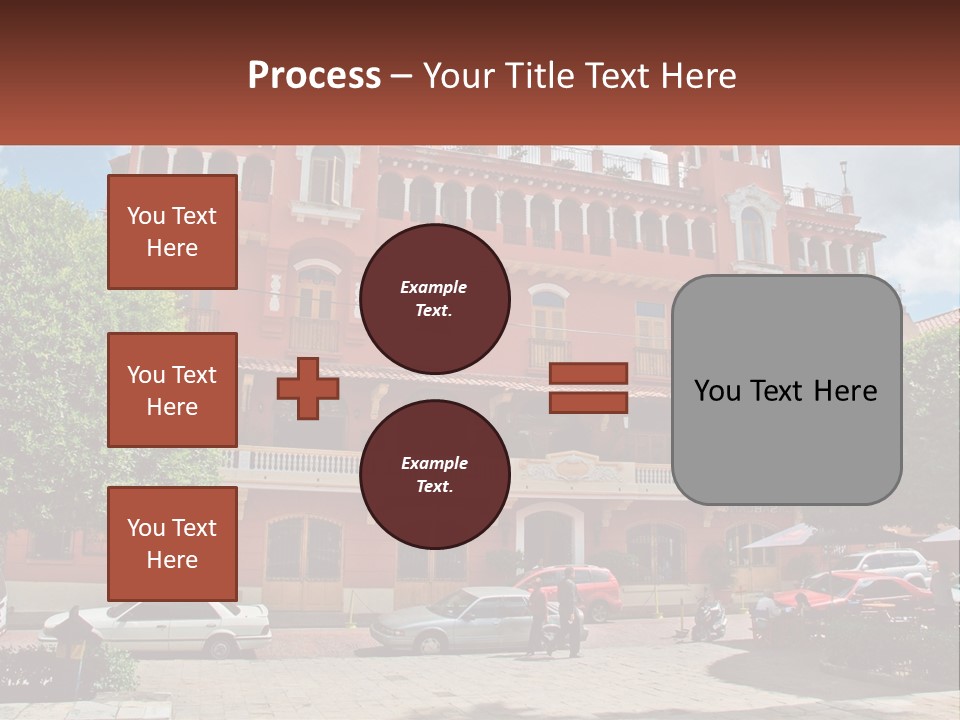 A Large Building With Cars Parked In Front Of It PowerPoint Template