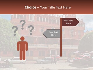 A Large Building With Cars Parked In Front Of It PowerPoint Template