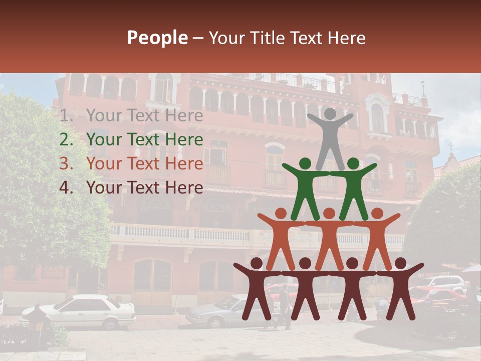 A Large Building With Cars Parked In Front Of It PowerPoint Template