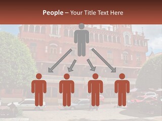 A Large Building With Cars Parked In Front Of It PowerPoint Template