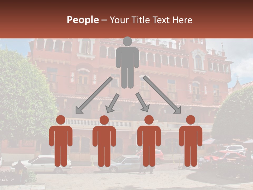 A Large Building With Cars Parked In Front Of It PowerPoint Template