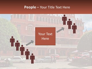 A Large Building With Cars Parked In Front Of It PowerPoint Template