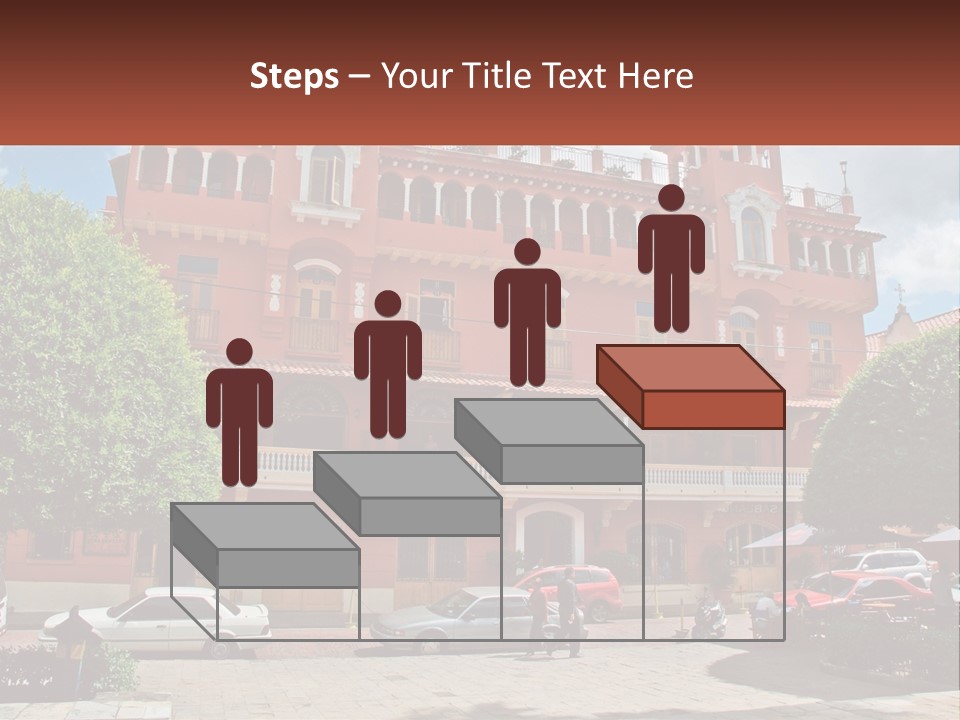 A Large Building With Cars Parked In Front Of It PowerPoint Template