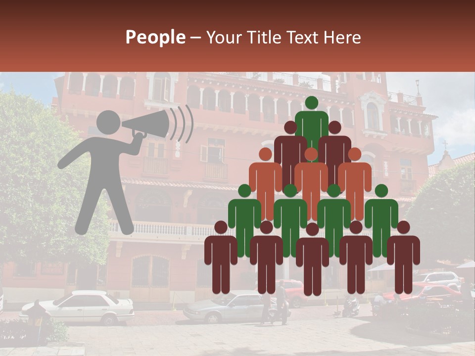 A Large Building With Cars Parked In Front Of It PowerPoint Template