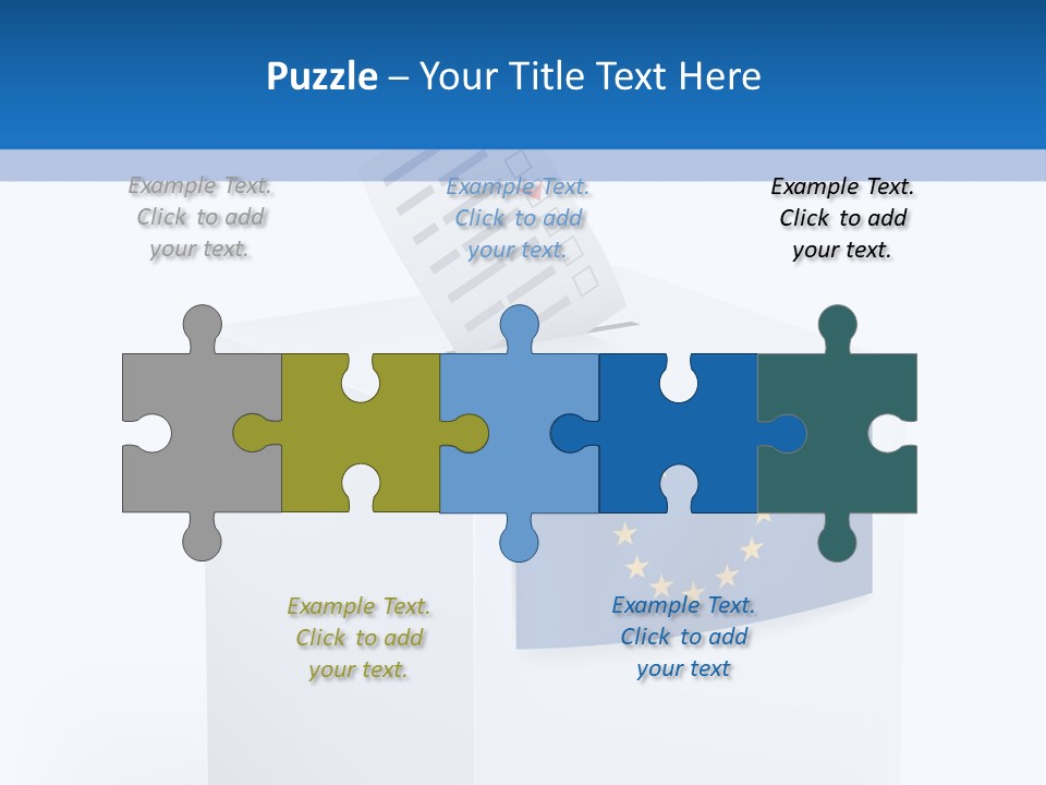 A White Box With A Blue And Yellow Flag On Top Of It PowerPoint Template