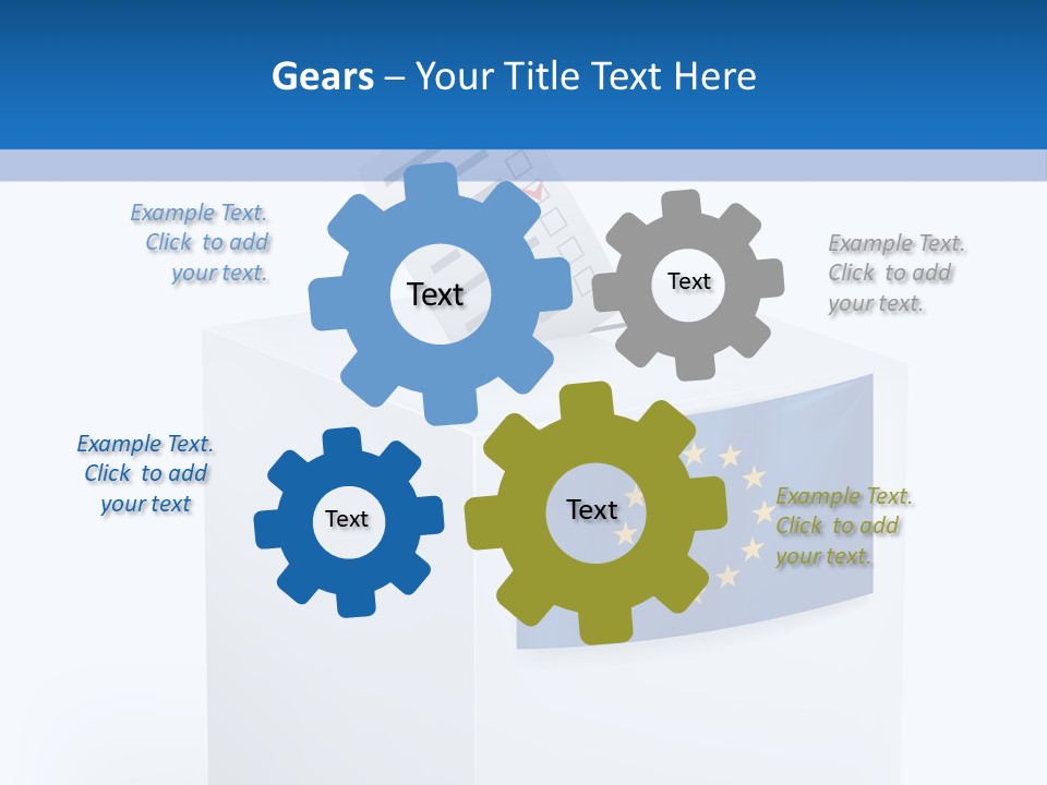 A White Box With A Blue And Yellow Flag On Top Of It PowerPoint Template