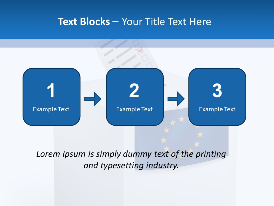 A White Box With A Blue And Yellow Flag On Top Of It PowerPoint Template