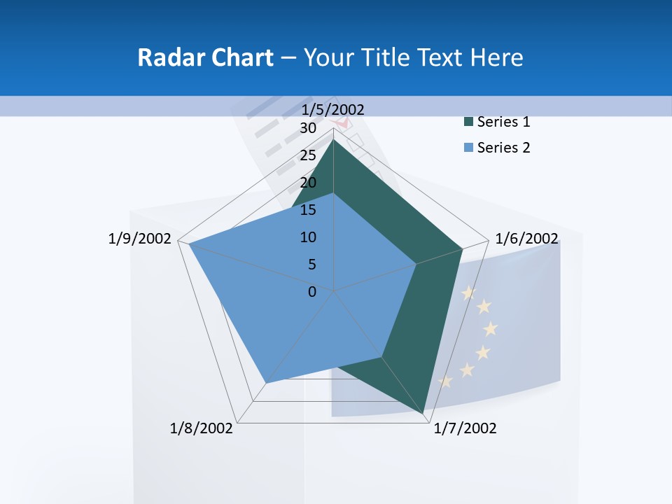 A White Box With A Blue And Yellow Flag On Top Of It PowerPoint Template