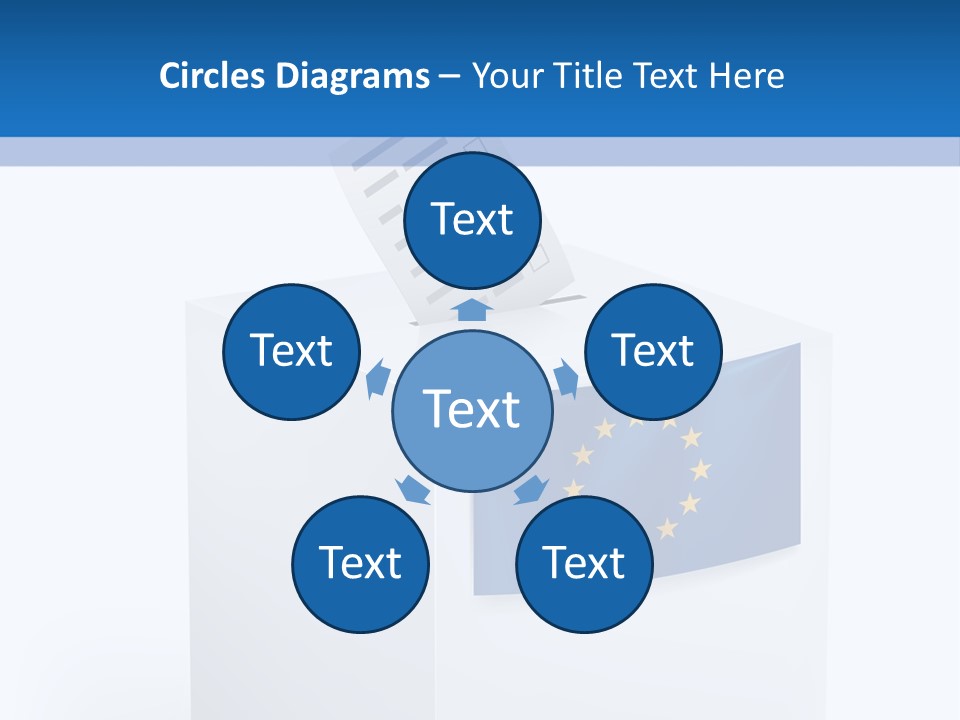 A White Box With A Blue And Yellow Flag On Top Of It PowerPoint Template