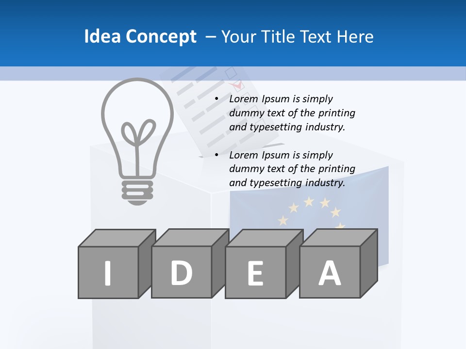 A White Box With A Blue And Yellow Flag On Top Of It PowerPoint Template