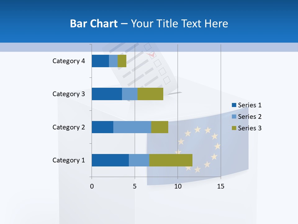 A White Box With A Blue And Yellow Flag On Top Of It PowerPoint Template