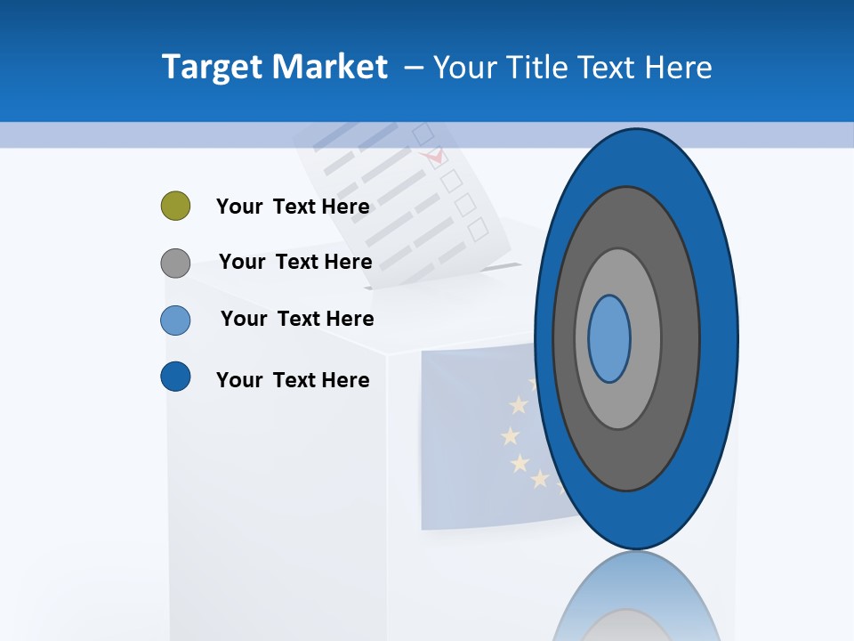 A White Box With A Blue And Yellow Flag On Top Of It PowerPoint Template