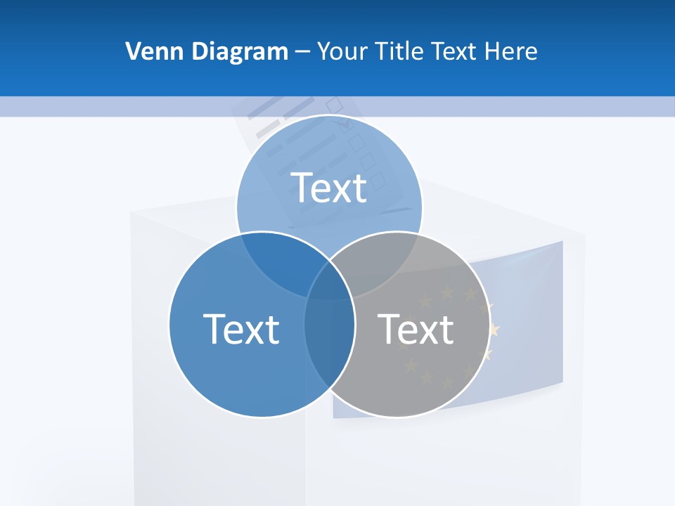 A White Box With A Blue And Yellow Flag On Top Of It PowerPoint Template