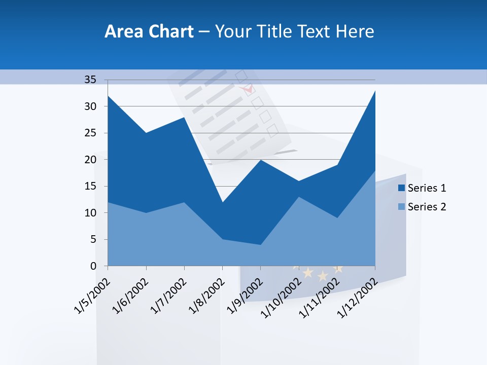 A White Box With A Blue And Yellow Flag On Top Of It PowerPoint Template
