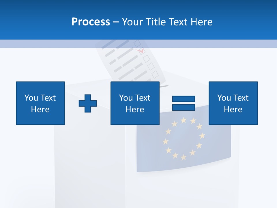 A White Box With A Blue And Yellow Flag On Top Of It PowerPoint Template
